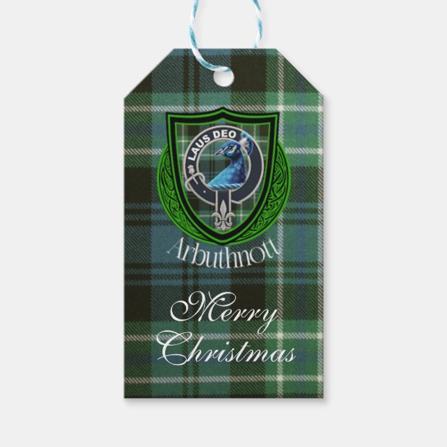 Etiqueta Para Presente Arbuthnott Scottish Clan Tartan & Crest (Frente)