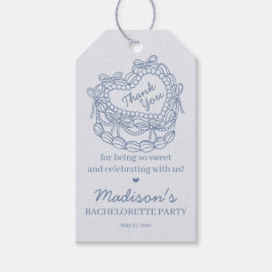 Etiqueta Para Presente Arco Azul Bolo Retro Coração Coquette Despedida de