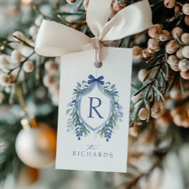 Etiqueta Para Presente Arco Azul Cor-de-água Tag de presente de inverno