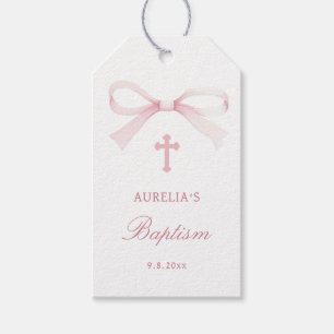 Etiqueta Para Presente Arco de Batismo em Aquarela Rosa