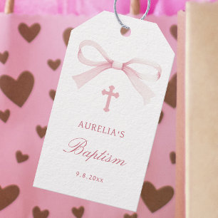 Etiqueta Para Presente Arco de Batismo em Aquarela Rosa