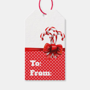 Etiqueta Para Presente Arco de canas de Natal com pontos vermelhos e bran