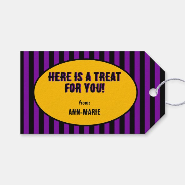 Etiqueta Para Presente Arco de Coquetes Roxo Halloween (Frente (horizontal))
