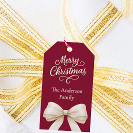 Etiqueta Para Presente Arco de creme de Borgonha Natal