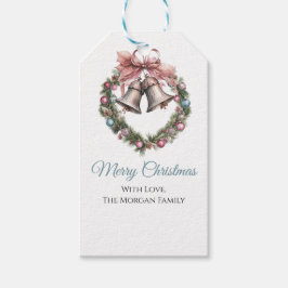 Etiqueta Para Presente Arco de Fita Verde Elegante e Fita Rosa