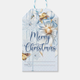 Etiqueta Para Presente Arco de inverno e borboletas Feliz Natal