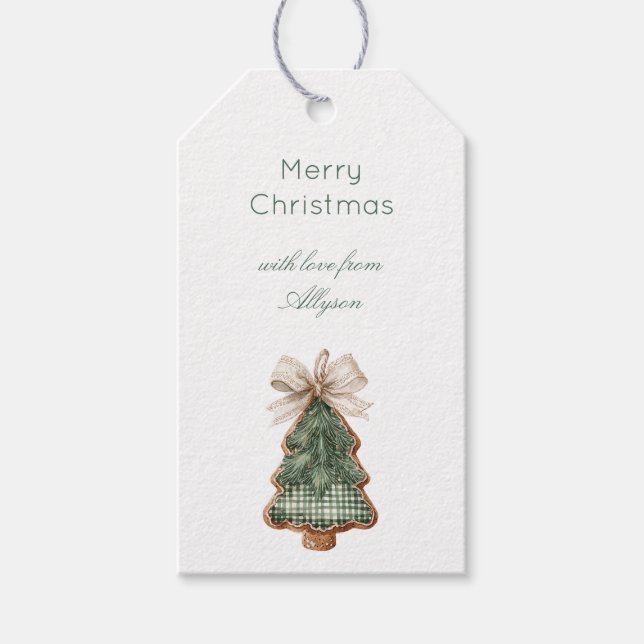 Etiqueta Para Presente Arco de Natal Marrom Rústico Creme Verde (Frente)