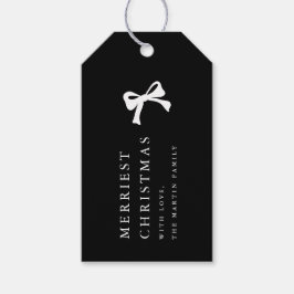 Etiqueta Para Presente Arco de Natal Simples, Preto e Branco Personalizad