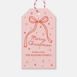 Etiqueta Para Presente Arco de Natal Vermelho Rosa Minimalista Personaliz