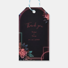 Etiqueta Para Presente Arco de Noiva Floral Neon Romântico Brilho