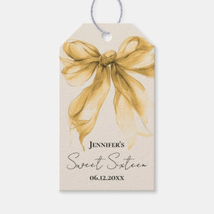 Etiqueta Para Presente Arco de Ouro Coquette Script Sweet 16 Obrigado