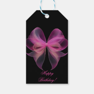 Etiqueta Para Presente Arco de Tule Rosa Etéreo em Feliz Aniversário Pret