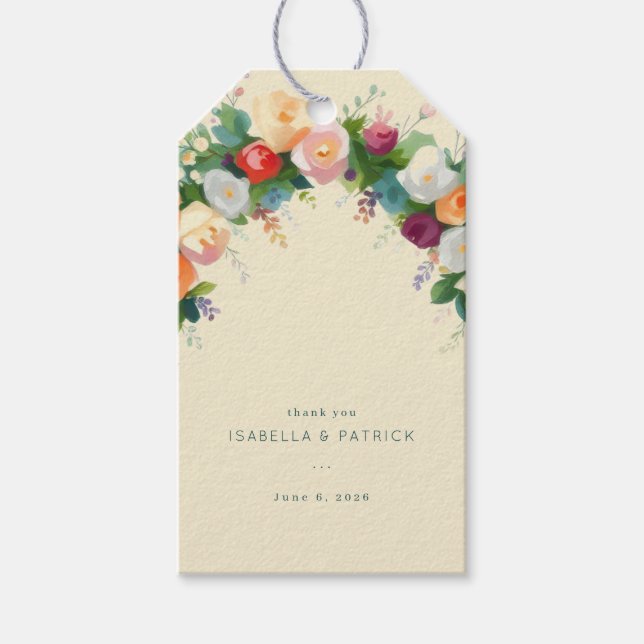 Etiqueta Para Presente Arco Floral Pastel Caprichoso (Frente)