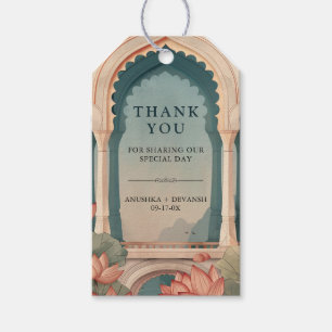 Etiqueta Para Presente Arco Floral Vintage Lotus Casamento Indiano