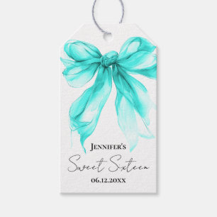 Etiqueta Para Presente Arco-íris Azul Turquesa Coquette Script Doce 16 Ob