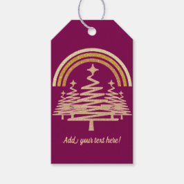 Etiqueta Para Presente Arco-Íris Festivo Dourado Estimulando Árvores-Alvo