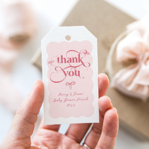 Etiqueta Para Presente Arco Moderno Mínimo Chá de fraldas de Garota Rosa