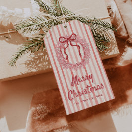 Etiqueta Para Presente Arco Retro Vermelho Cor-de-Rosa Traçado Fúria Nata