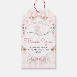 Etiqueta Para Presente Arco Rosa de Chuveiro de Bebê Silly Goose Editável