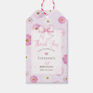 Etiqueta Para Presente Arco Rosa Elegante e Floral Aniversário de 1 Ano M