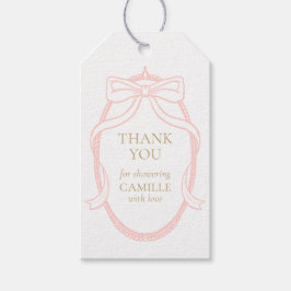 Etiqueta Para Presente Arco rosa Elegante Obrigado Chá de fraldas