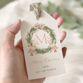 Etiqueta Para Presente Arco Rosa Monograma Crest Natal