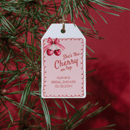 Etiqueta Para Presente Arco Rosa Vermelho Ela é a cereja no Chá de panela