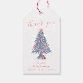 Etiqueta Para Presente Arco Rústico Rosa de Natal Chuva de Bebê de Invern