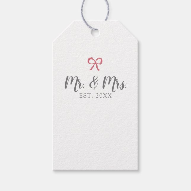 Etiqueta Para Presente Arco Sr. e Sra. Script Estabeleceram Casamento (Frente)