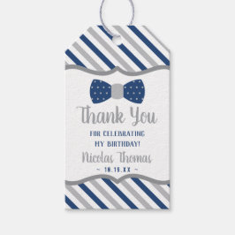 Etiqueta Para Presente Arco Tie Favor Tag em Azul e Cinza, Homem Pequeno