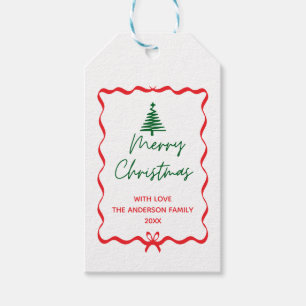Etiqueta Para Presente Arco Vermelho Desenhado à Mão Feliz Natal