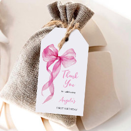 Etiqueta Para Presente Arcos Rosa primeiro aniversario Garotas Obrigado