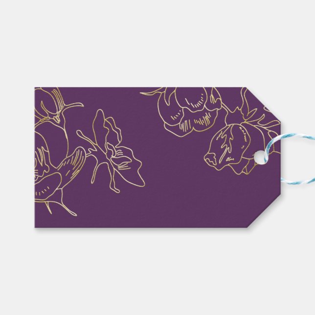 Etiqueta Para Presente Art Nouveau Flores Douradas (Frente (horizontal))
