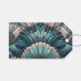 Etiqueta Para Presente Art Nouveau Ventiladores Azuis e Prateados