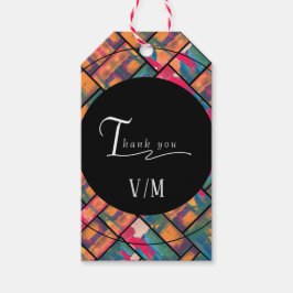 Etiqueta Para Presente Art Pinta Colorida Abstrato Moderna Obrigado