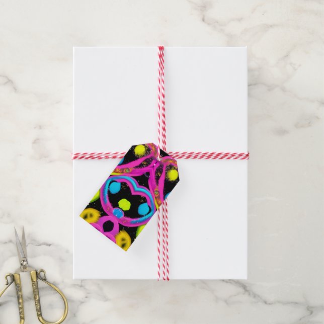 Etiqueta Para Presente arte abstrata brilhante (Com cordão)