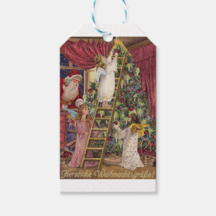 Etiqueta Para Presente Arte alemão do Victorian do Natal dos anjos do