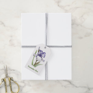 Etiqueta Para Presente Arte Botânica Floral Iris Com Mancas Roxas
