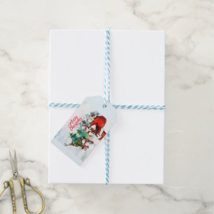 Etiqueta Para Presente Arte da aguarela do boneco de neve de Papai Noel