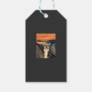 Etiqueta Para Presente Arte de Cachorro Expressionista Grito de Chihuahua