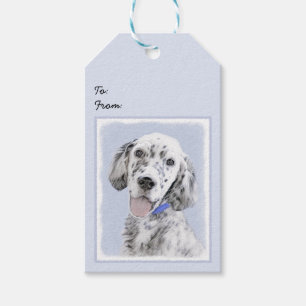 Etiqueta Para Presente Arte de Cão de Pintura de Belton, Setter Azul