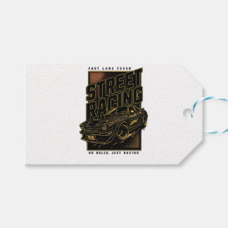 Etiqueta Para Presente Arte de Carro Esportivo Retro Fast Lane Fever