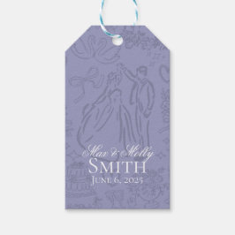 Etiqueta Para Presente Arte de Desenho de Casamento Clássico com Lavanda
