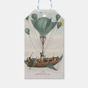 Etiqueta Para Presente Arte de Dirigível Balão Antigo