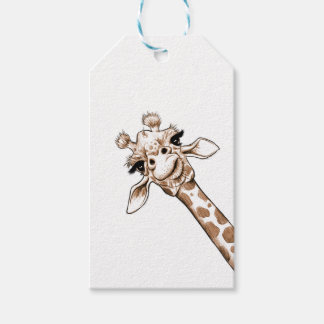 Etiqueta Para Presente Arte de Girafa Curiosa