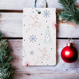 Etiqueta Para Presente Arte de Linha de Cores Moderna de Natal Minimalist