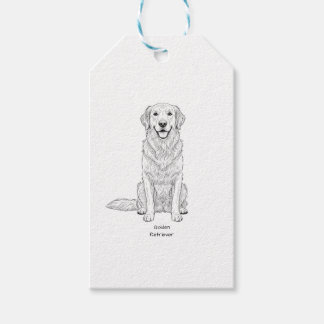 Etiqueta Para Presente Arte de Linha Minimalista de Cachorro Golden Retri