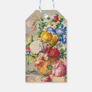 Etiqueta Para Presente Arte de Parede Botânica Floral Pastel Elegante Vin