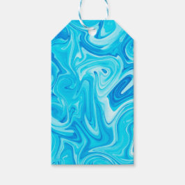 Etiqueta Para Presente Arte de Redemoinho de Tinta Azul Colorido Divertid