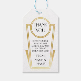 Etiqueta Para Presente Arte Deco Obrigado Casamento Dourado Brancos 20